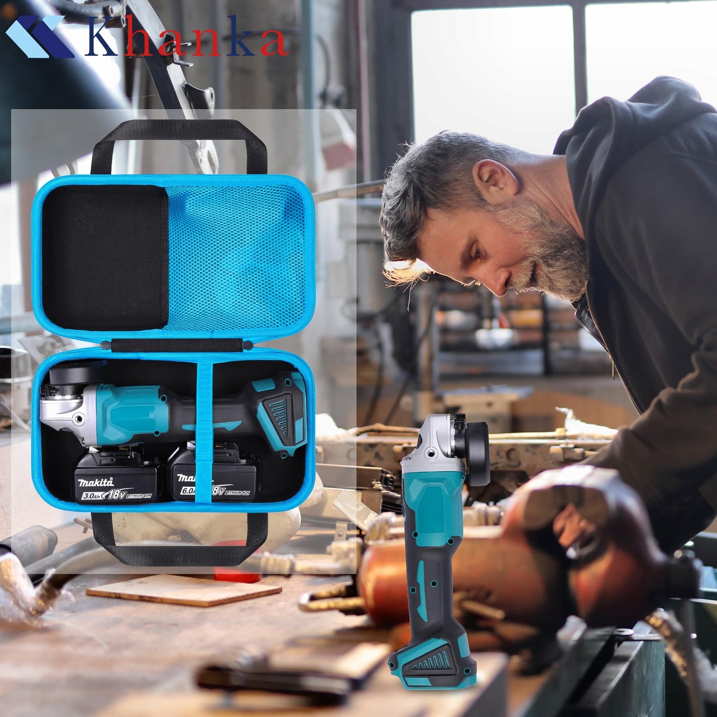Khanka Hard Tool Case as a replacement for Makita DGA504Z 18V Li-Ion LXT Brushless Angle Grinder, Storage Cover for Makita Cordless Grinder (case only)