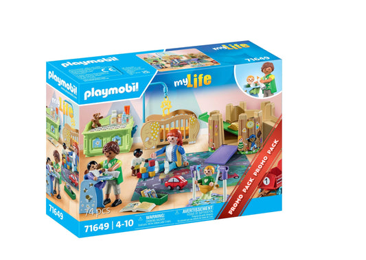 PLAYMOBIL MyLife Promo Pack 71649 Crawling Group, includes five figures, play tower, slide, and many cute accessories, detailed toy for children aged 4 and up.