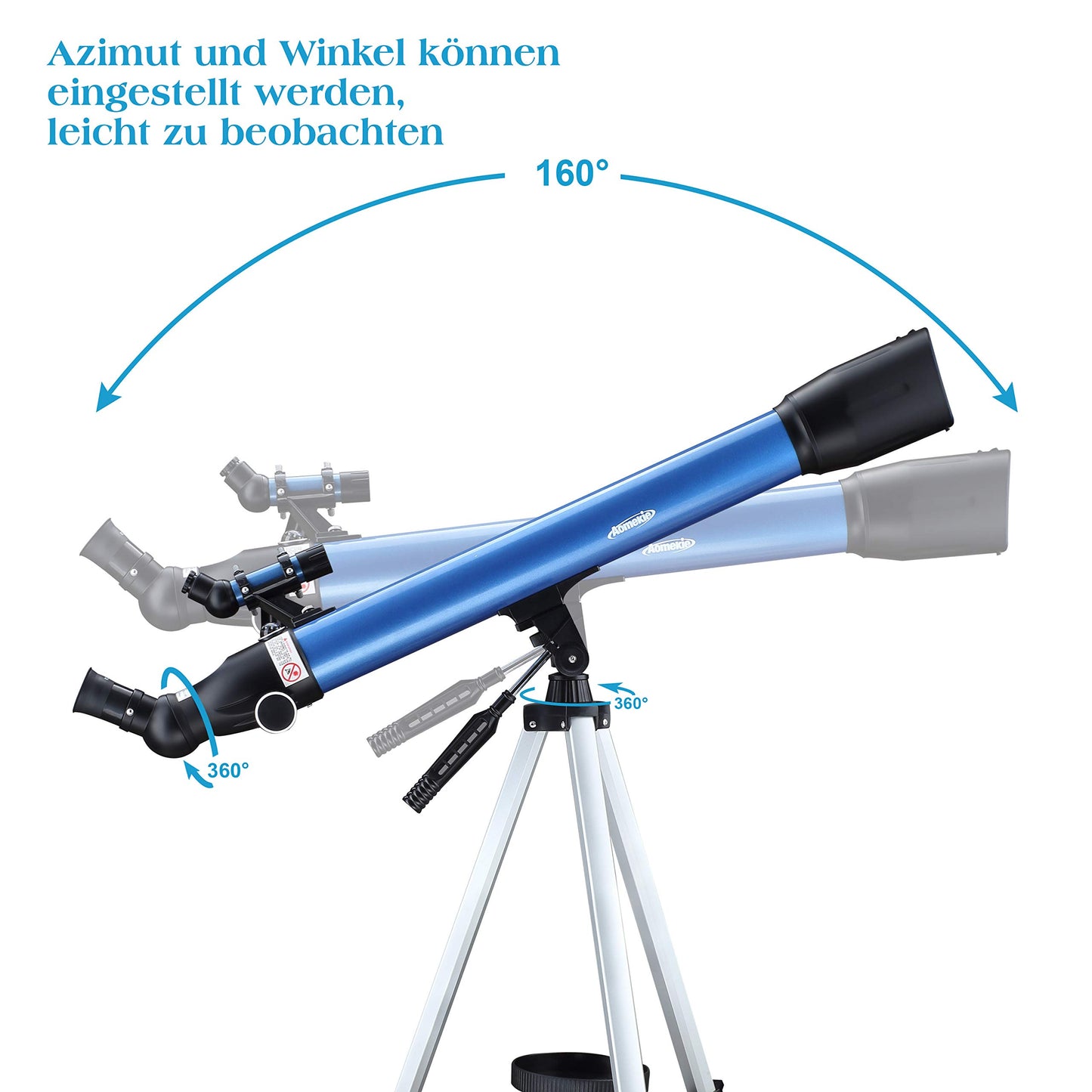 Aomekie Telescope Astronomy, 234X Refractor Telescope for kids beginners with 10X Smartphone Adapter Extendable tripod Bag Moon filter and Erect Image Finder Scope