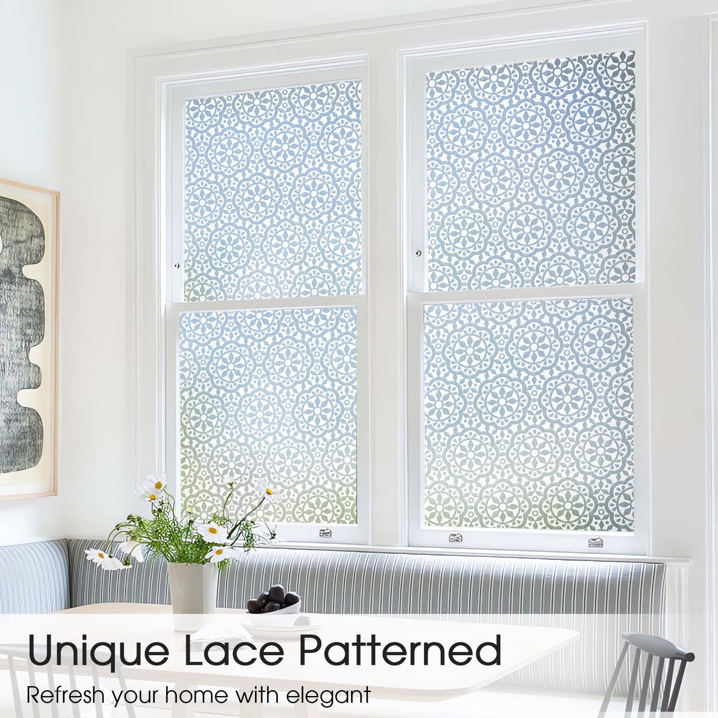 Lifetree window film decorative film privacy privacy film static cling glass sticker without adhesive frosted glass film for home and office flowers 60 x 200 cm