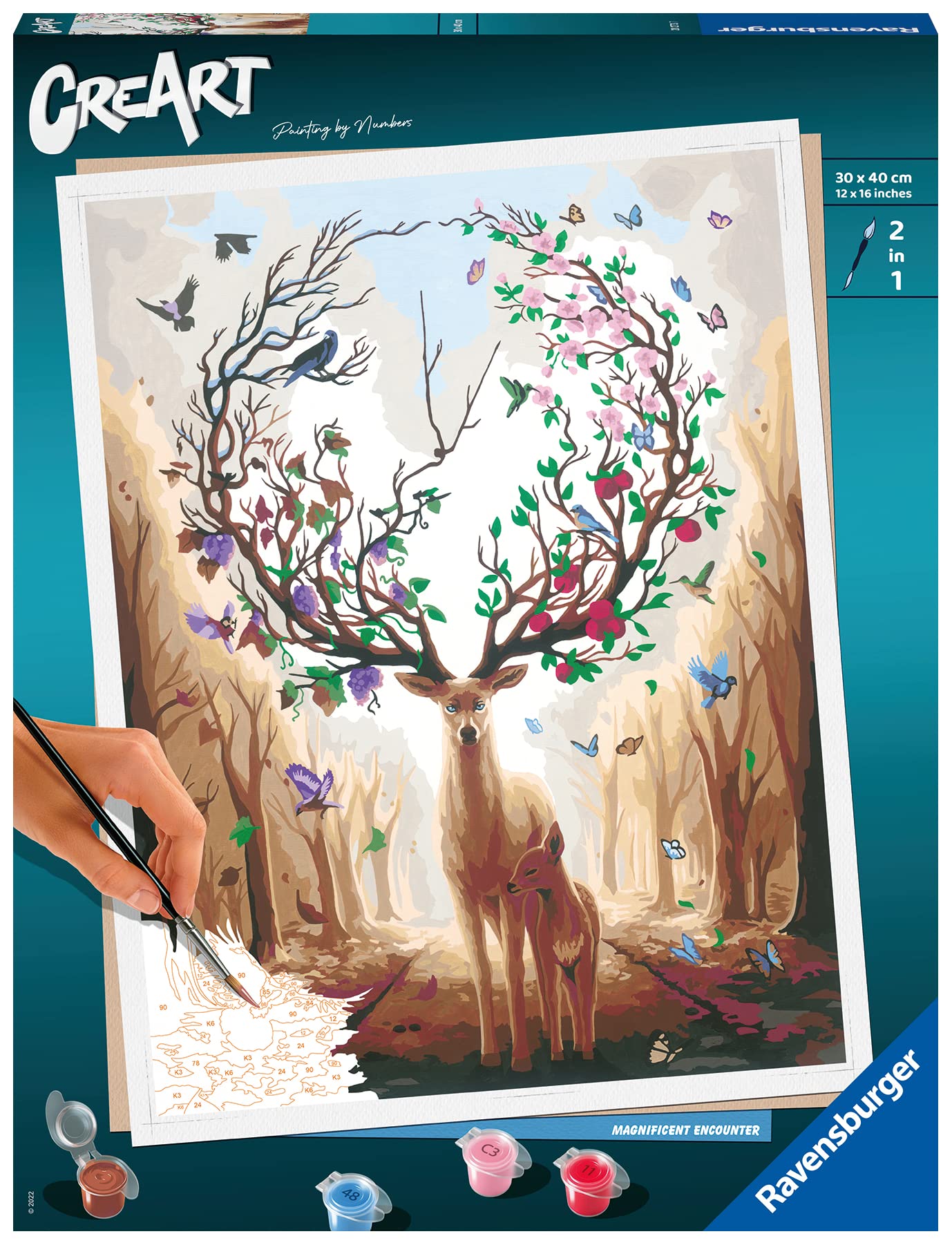 Ravensburger CreArt 20273 - Magic Deer - Paint by Numbers for Adults, DIY Painting Kit with Brush and Acrylic Paints, Gift for Women and Men, Painting for Adults.