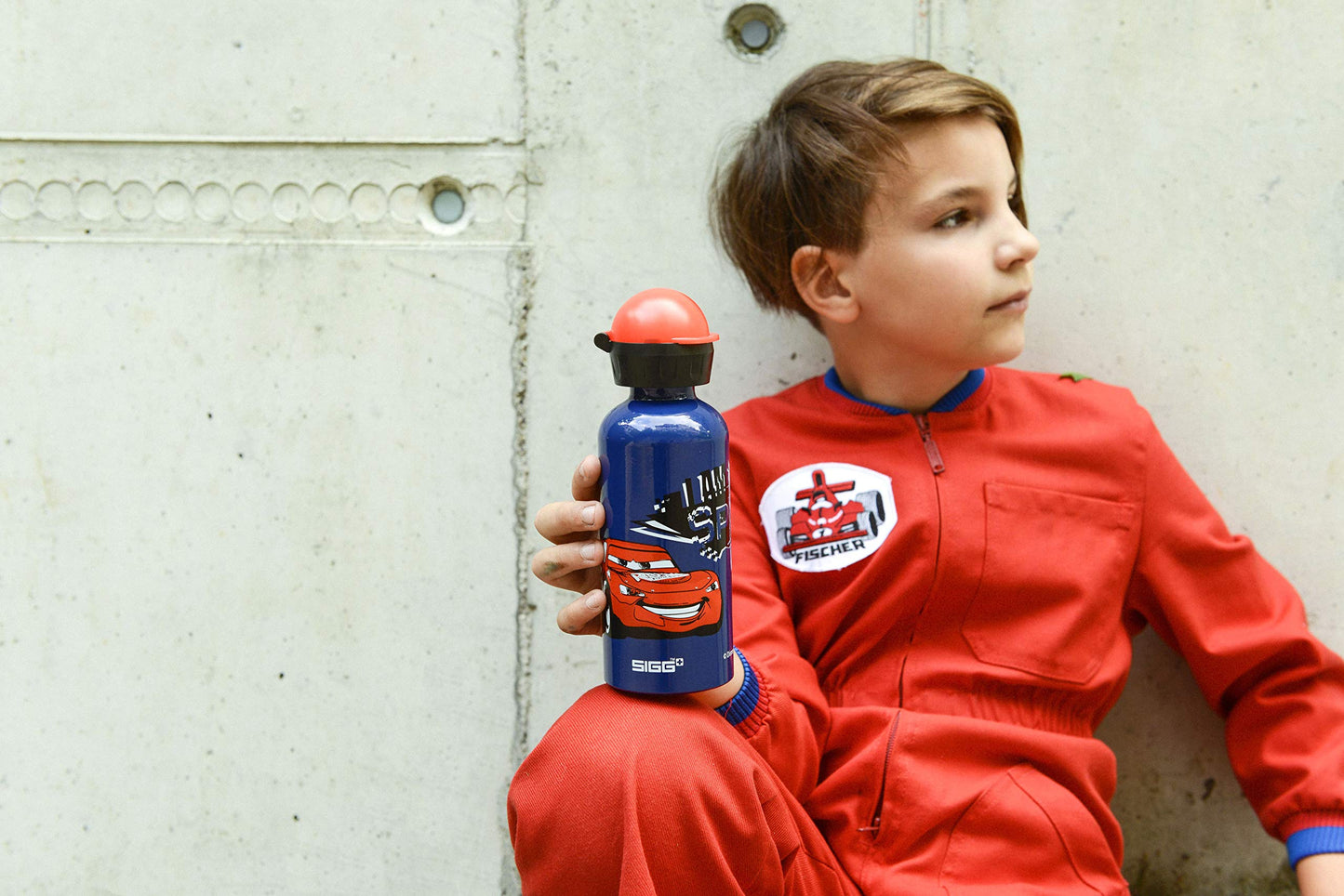 SIGG Cars Speed Kids Water Bottle (0.4 L), non-toxic with leak-proof lid, stylish aluminum water bottle.