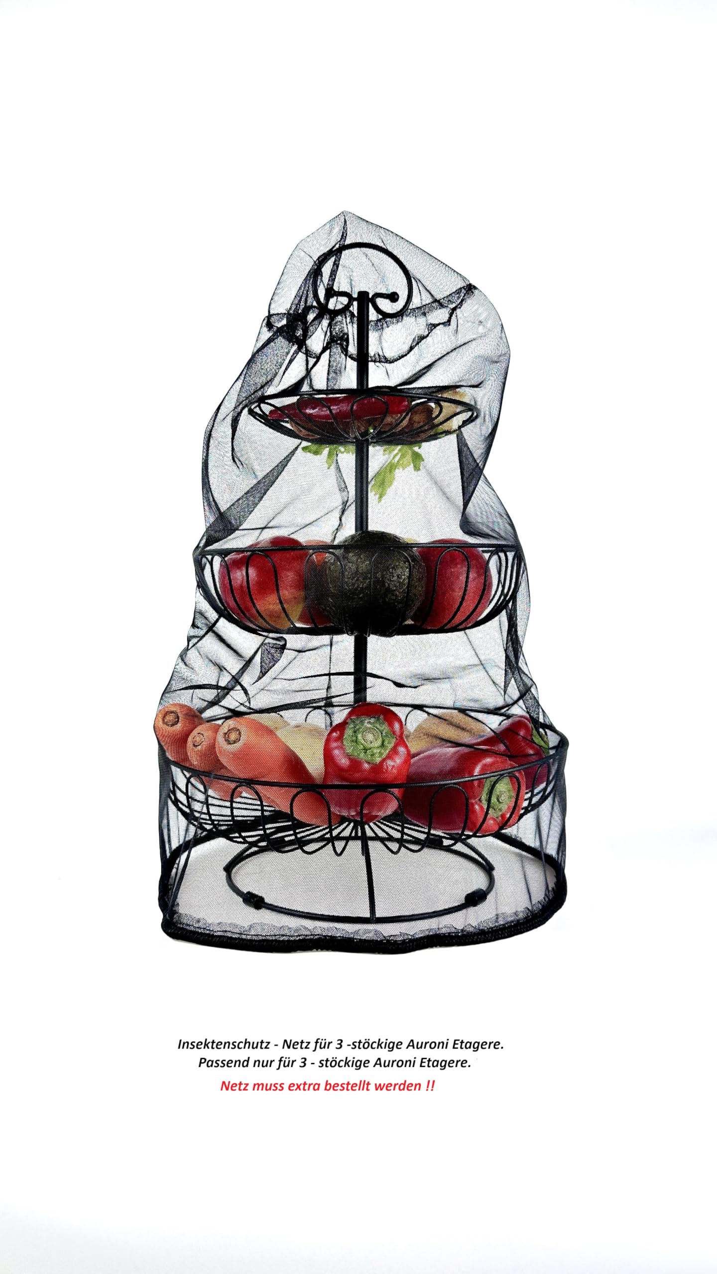 Auroni delicate fruit tier round 3-tier fruit basket fruit bowl metal - black - modern - decorative for more counter space eye-catcher - country style