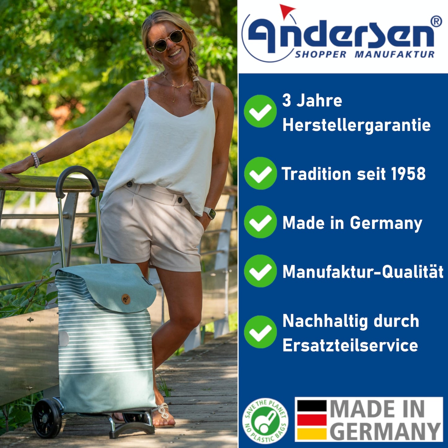 Andersen shopping trolley - foldable - 36 liters - capacity 40 kg - steel frame - trolley - wheel Ø 15 cm - Scala Shopper Ebba black