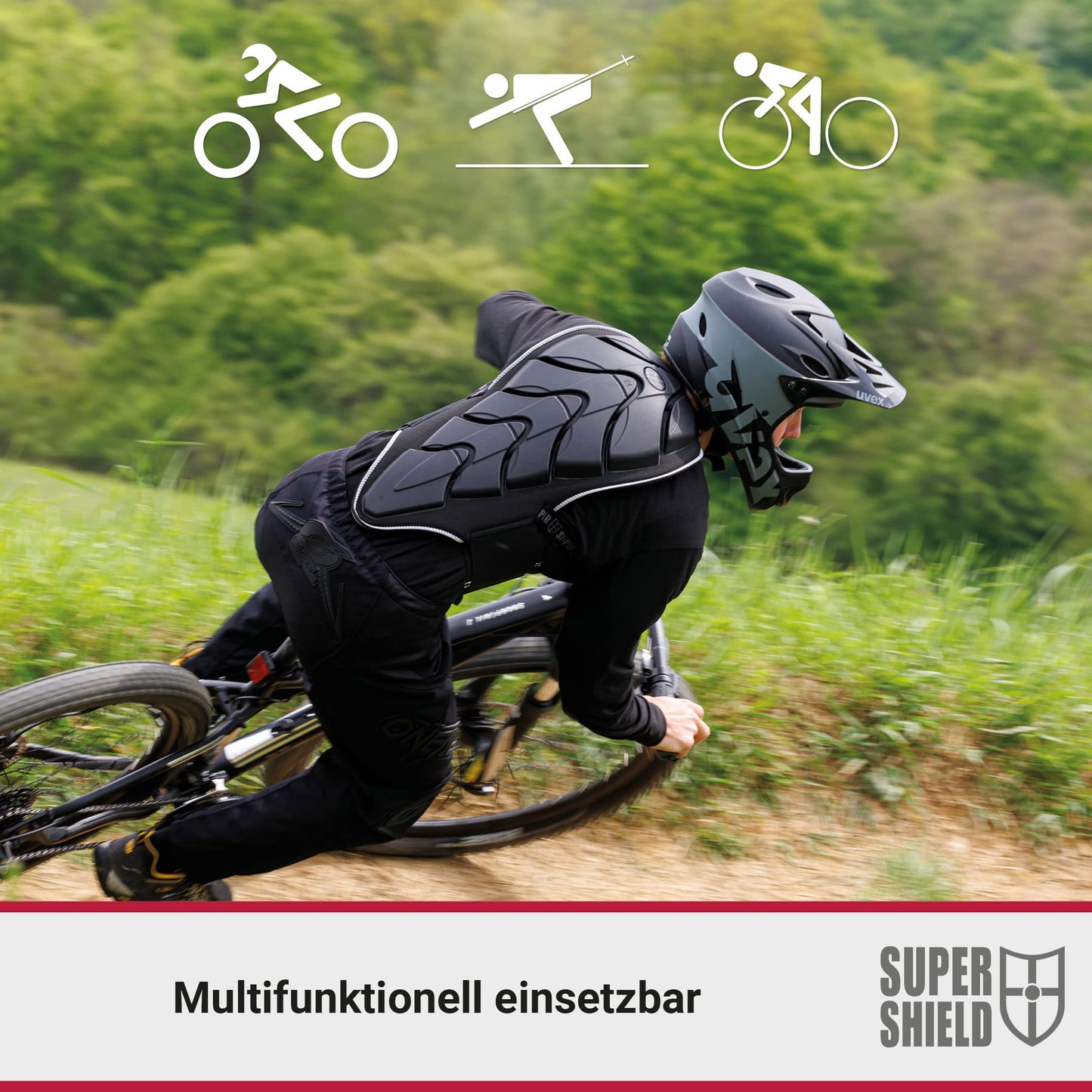 Super Shield 834 back protector for motorcycles, EN certified - Level 2, strap-on back protection, non-slip, lightweight, back protector for ski women, back protector for snowboard men, S