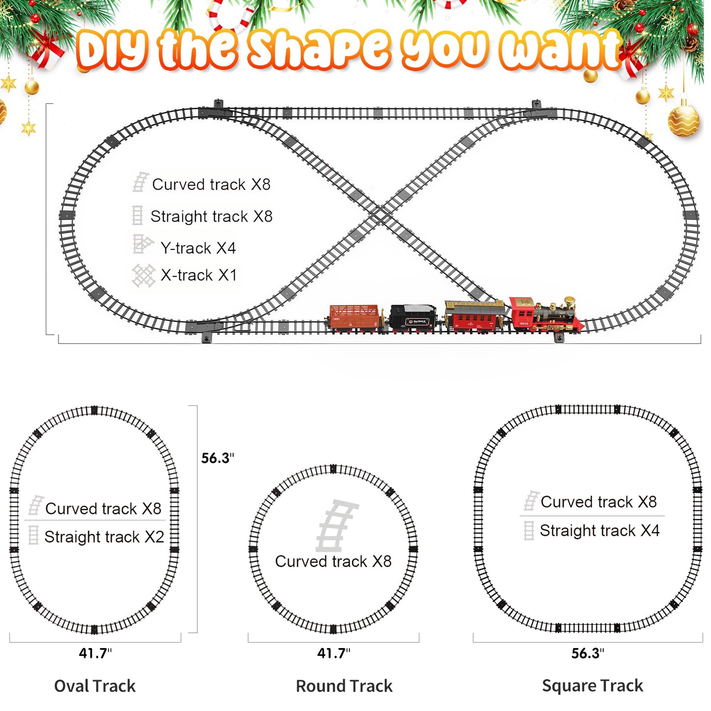 Hot Bee Electric Remote Control Kids Train, Electric Christmas Tree Train, Steam Christmas Tree Train, Christmas Train for the Tree with Remote Control Train Toy Set