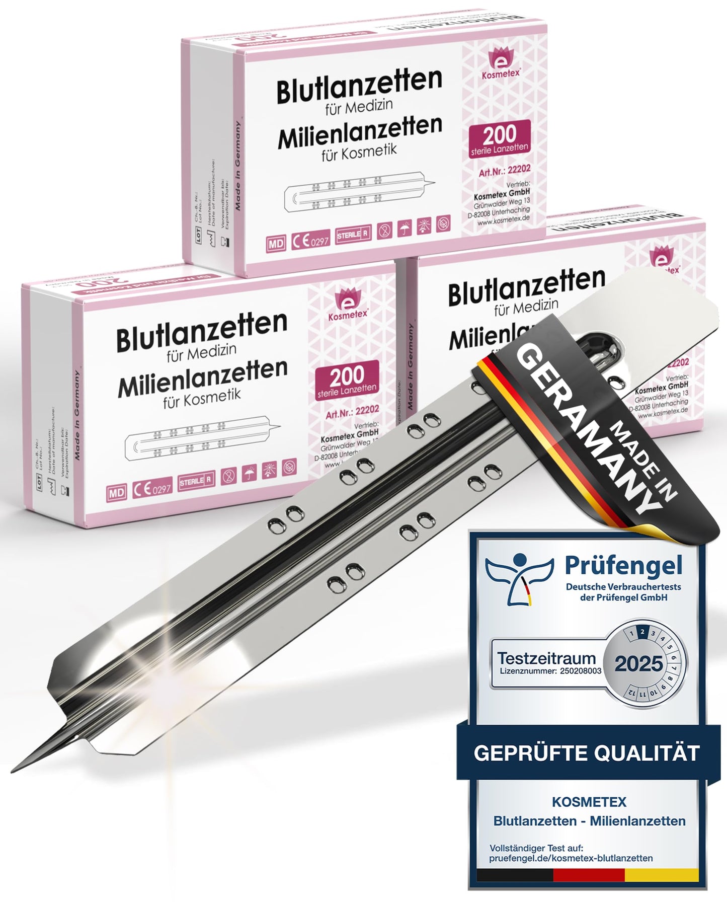 600x blood lancet, sterile disposable lancet, Kosmetex Stainless Steel lancets