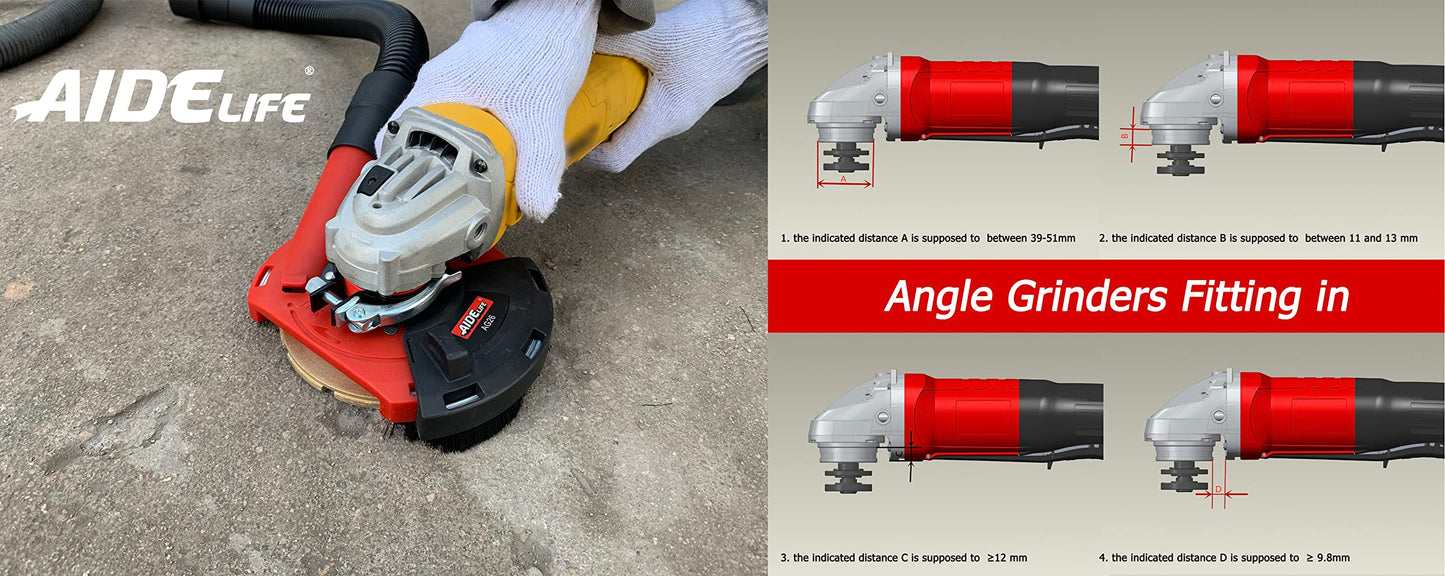 Aidelife dust extraction hood with brushes for angle grinders 115/125mm.