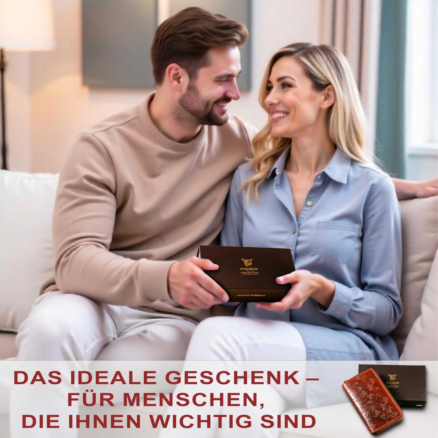 MATADOR Women's Large Leather Wallet #Madrid with elegant Gift Box, Stylish Women's Wallet Large with RFID Blocker, Luxury Women's Wallet with Many Card Slots in Floral Brown.