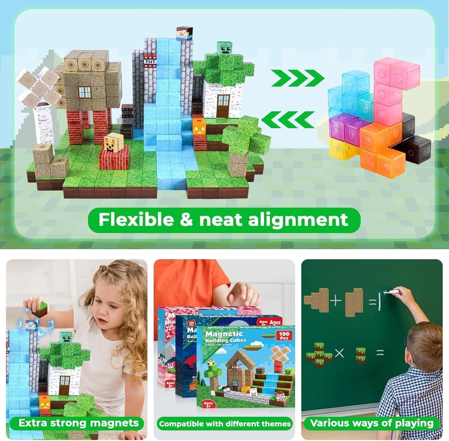 ToyUnited Magnetic Building Blocks, stackable magnetic forest set, STEM Montessori, sensory toy for kids, boys, girls, ages 3-10.