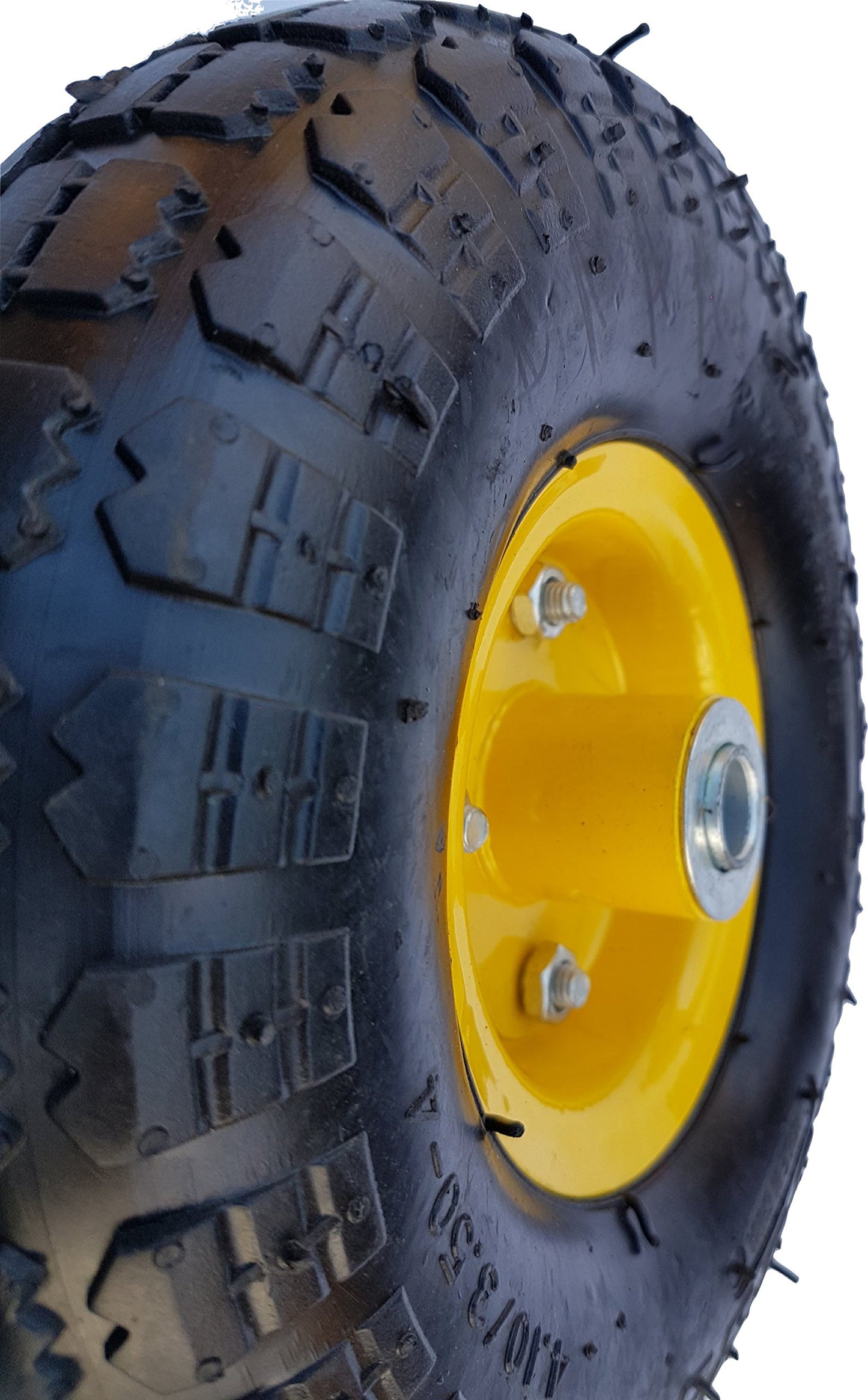 2 x FROSAL pneumatic wheel for hand cart Ø 260 mm 4.10/3.50-4 | Spare tire for sack barrow | 16 mm axle | Wheel with ball bearing | Steel rim Yellow