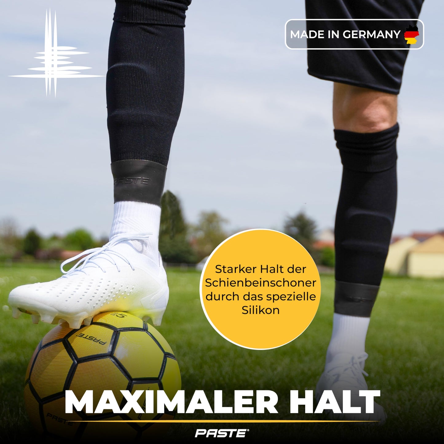 PASTE® Shin Guard Holder Soccer Silicone Men, Women, Kids Black - Support for Soccer Socks as Shin Guard Holder, Sock Holder, Grip Tapes for Soccer Socks, Ankle Strap