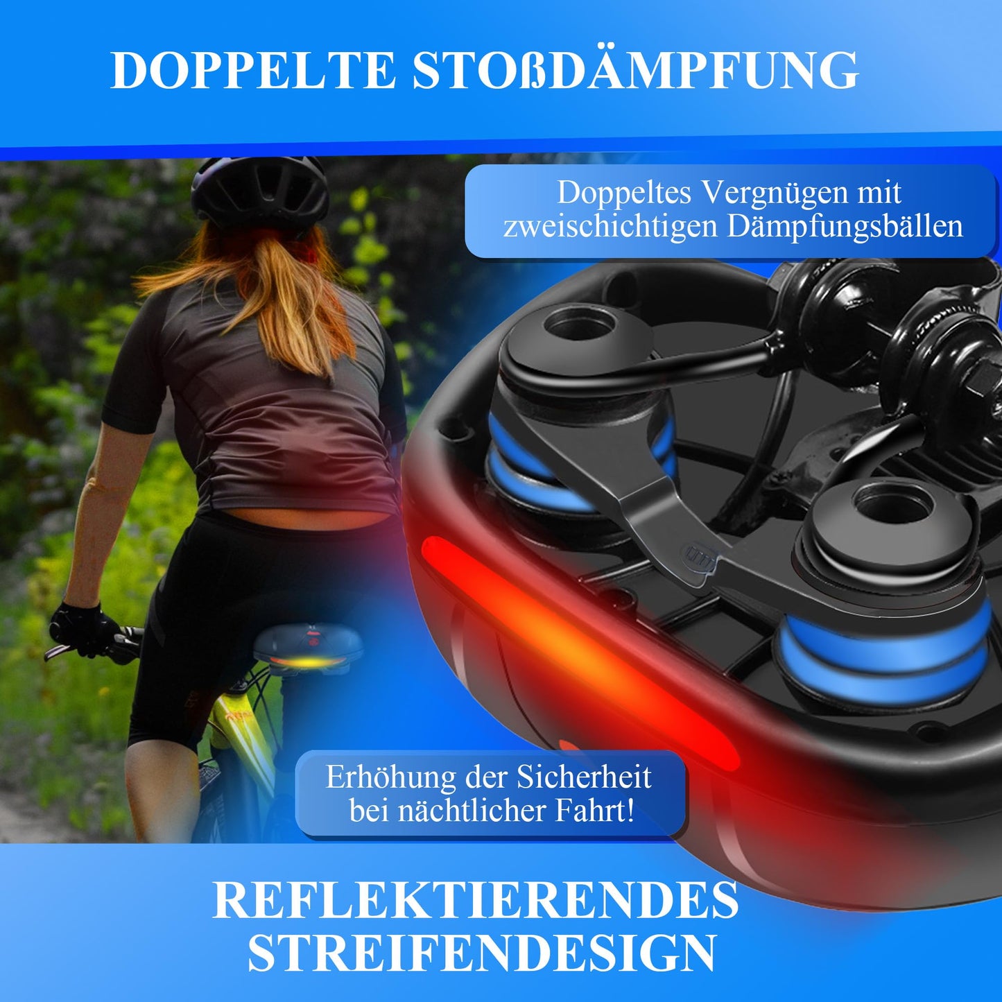 NREDXOON Bike Saddle Ergonomic Anti-Pressure Saddle: Memory Foam with Air Channels - Non-Slip & Waterproof Surface - Specifically designed for commuters with seat discomfort - Long distance & everyday use (Red)