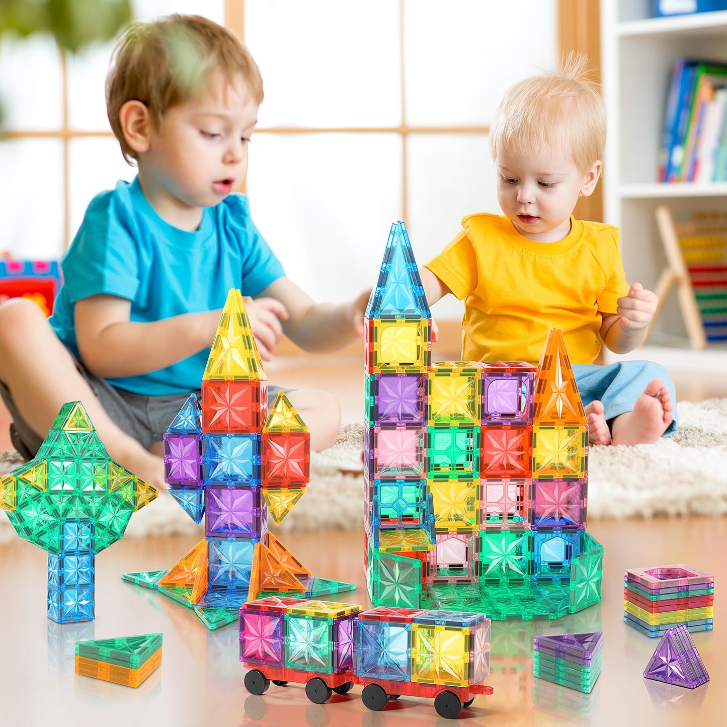 Lovchil Magnetic Building Blocks 61 pieces Magnetic Building Blocks for 3+ years Magnetic Toys Preschool Learning Montessori Educational Toys for 3 4 5 6 7 8 year old boys and girls