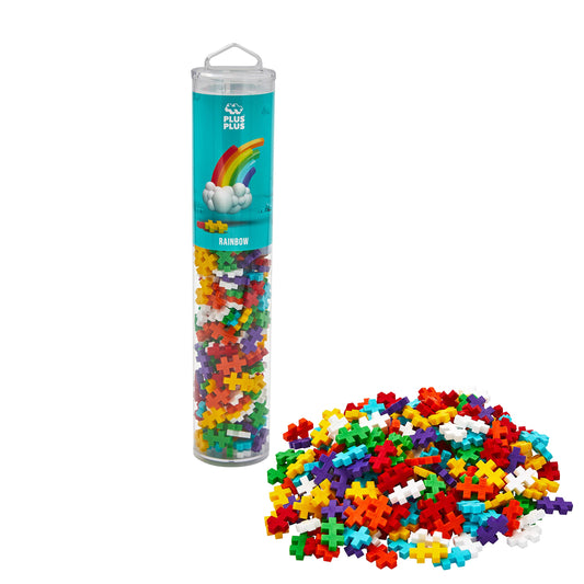 Plus-Plus 9604262 Awesome construction toy, Rainbow & 9604283, Awesome construction toy, Glow in the Dark, Creative Building Blocks Tube, 240 Pieces