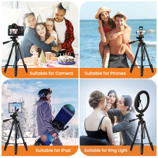 Mobile Tripod, Upgrade 172cm/67inch Camera Tripod for Smartphone iPad with Phone Holder and Remote Control, Lightweight Tripod Stand for iPhone/Samsung/Huawei/Ringlight