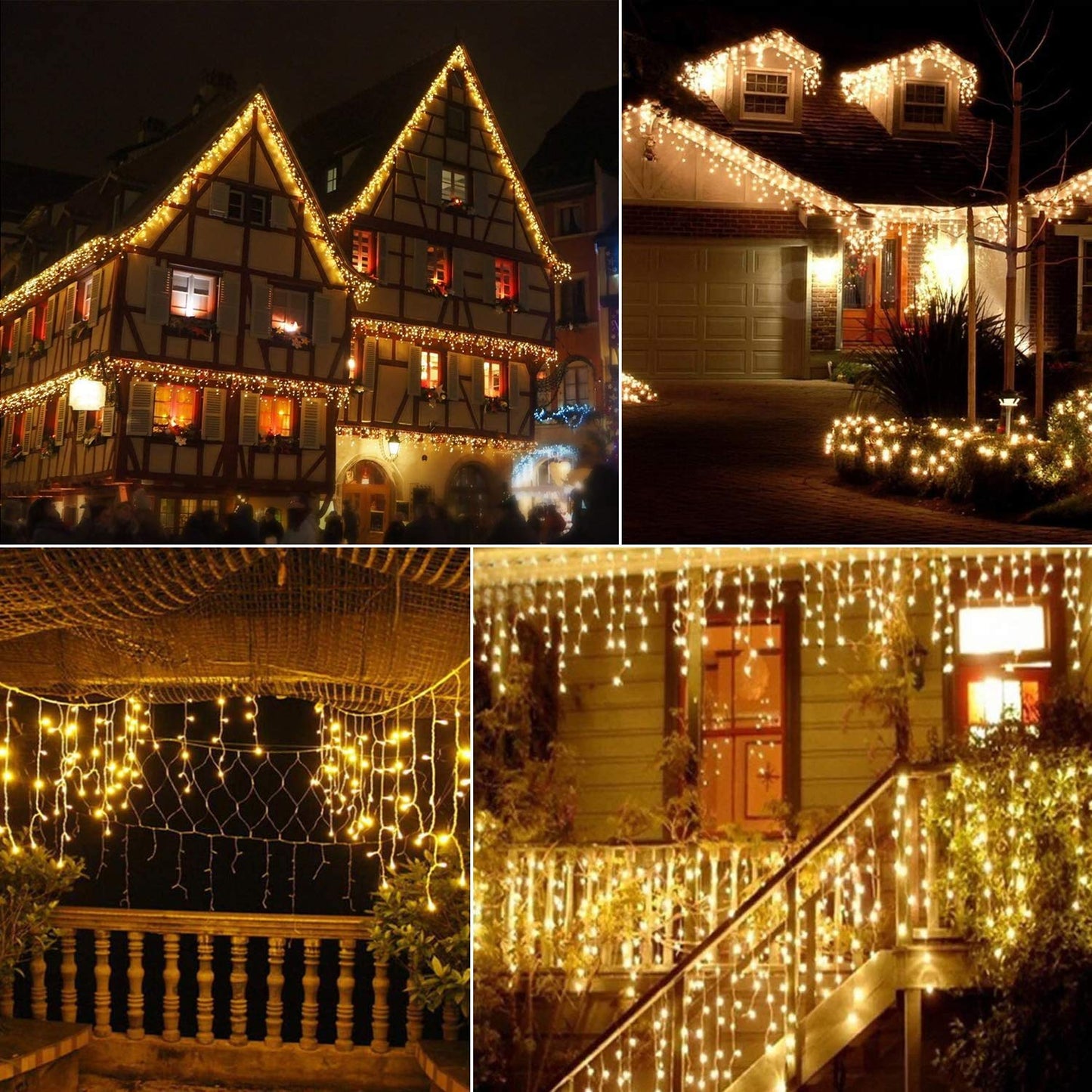 Nurkoo LED Meteor Shower Lights, 10m 400 LEDs for indoor and outdoor use, GS certified, IP44, 8 modes with memory function remote control timer for room, eaves, Christmas, stairs, railing.