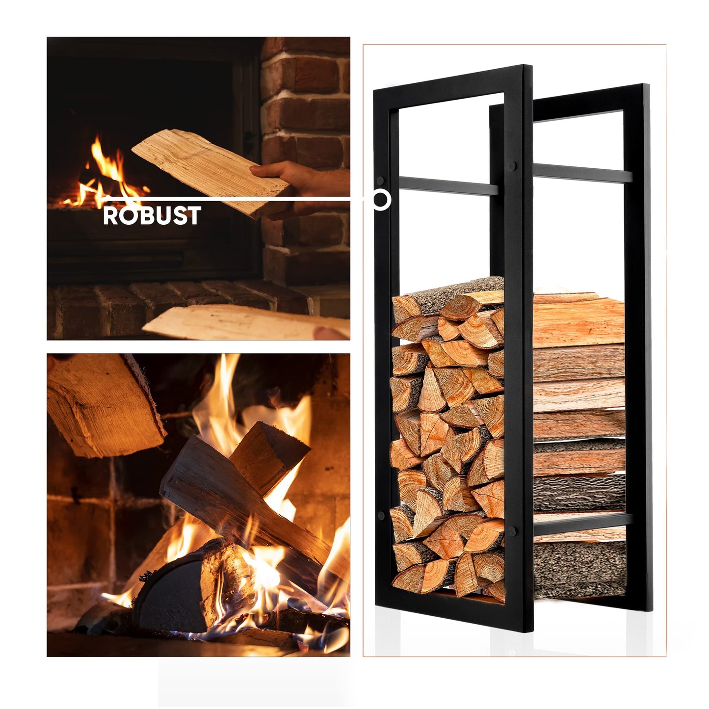 KADAX Fireplace Log Rack, Firewood Holder made of sturdy steel, black powder-coated log holder in various designs (29 x 40 x 90 cm)