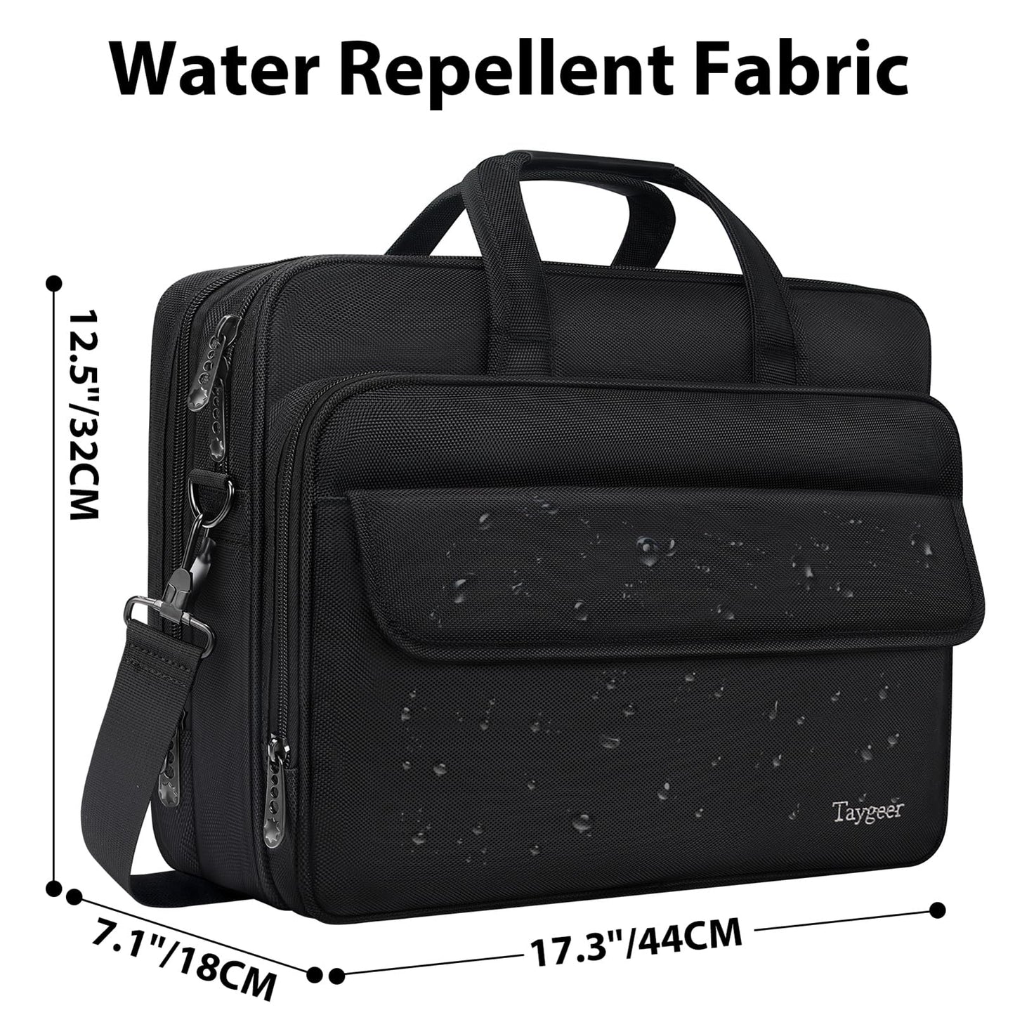 Taygeer 17 inch Laptop Bag, Men's Briefcase Large Work Bag Office Business Notebook Bag Waterproof Laptop Bag for Work Travel Gifts for Men, Black