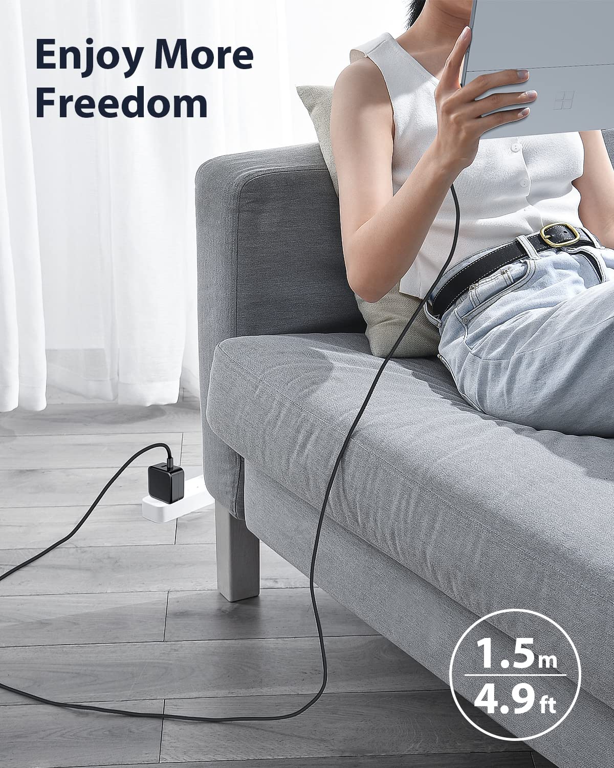 65W USB C charger with Surface charging cable compatible with Surface Pro 9/8/7/6/5/4/3/2017 Surface Go/Laptop/Book 2-port Surface charger