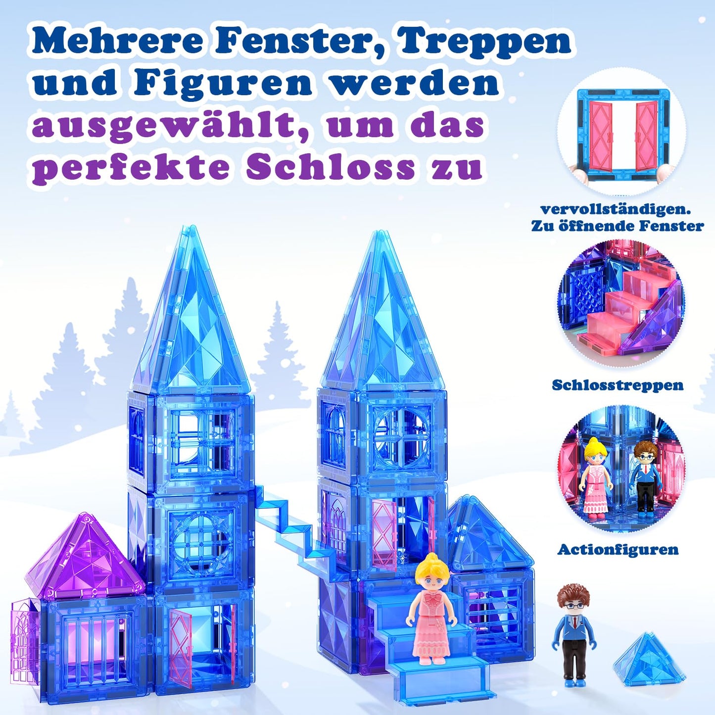 Magnetic building blocks 58 pieces magnet blocks magnetic toys kids toy magnet stones boys and girls STEM sensory toy for ages 3, 4, 5, 6, 7, 8+ years birthday
