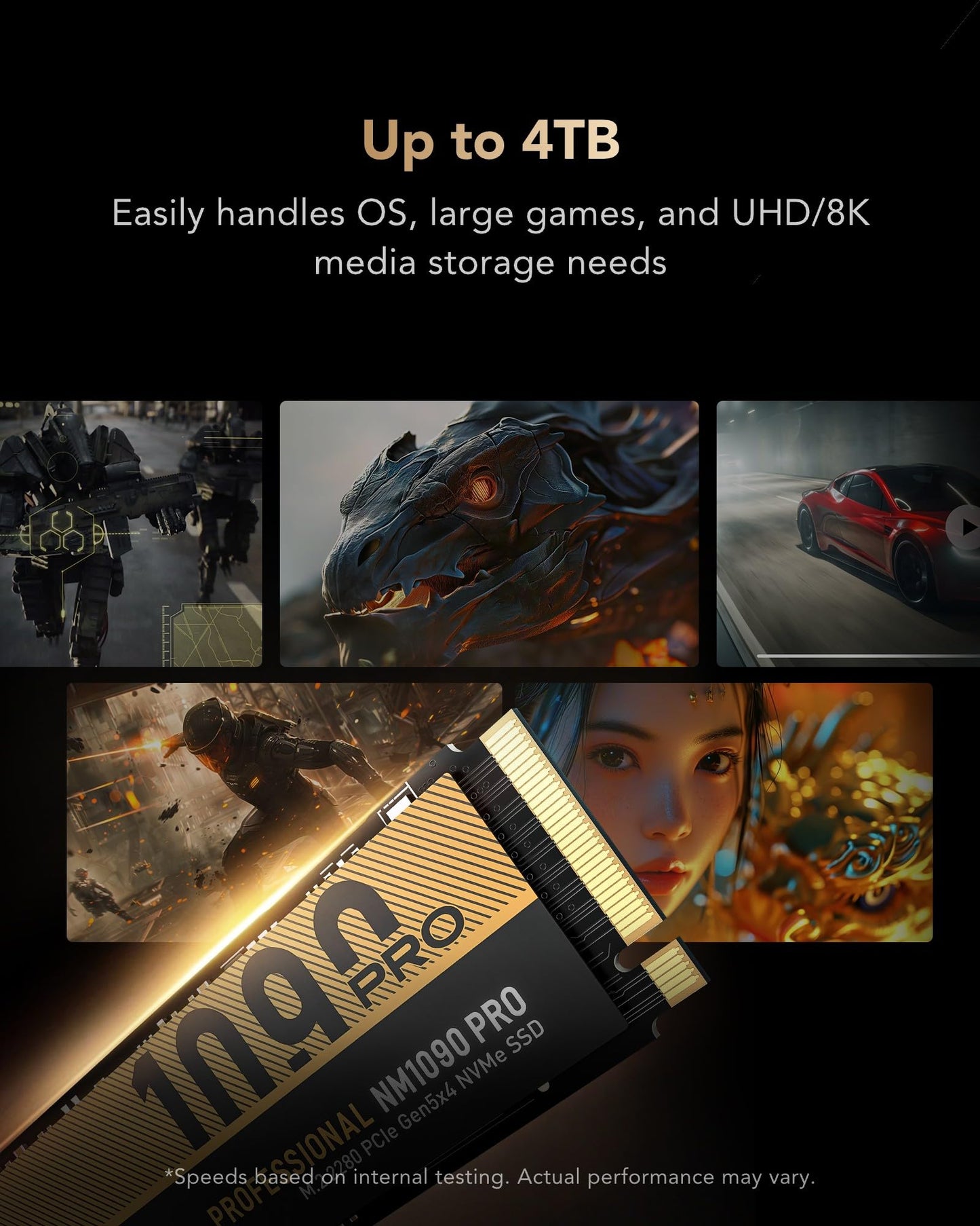 Lexar SSD 2TB PCIe 5.0 Gen5 NVMe SSD - Up to 14,000MB/s, Advanced thermal control, DirectStorage SSD for AI workloads, gaming, & content creation laptop/PC.