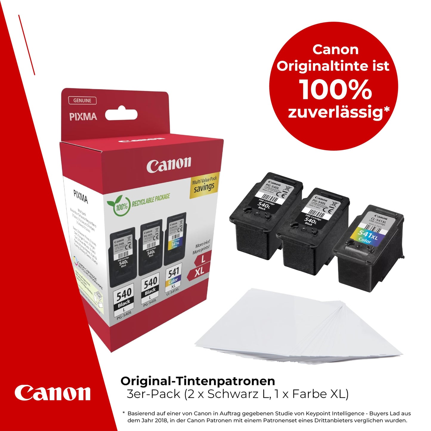 Canon Ink Multipack - PG-540L/CL-541XL Original Printer Ink Cartridges 3-pack (2 x Black L, 1 x Color XL cartridges)