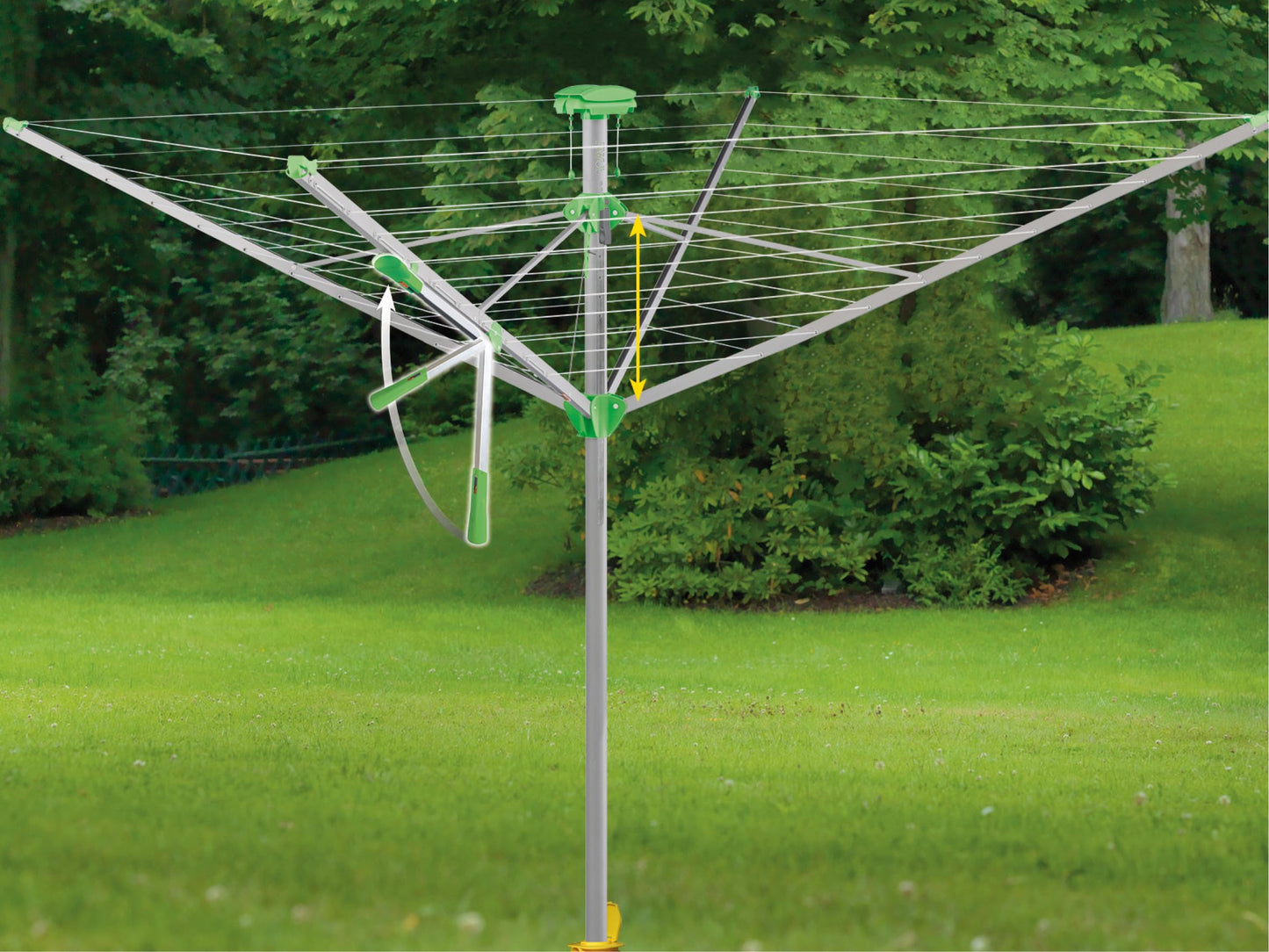 JUWEL clothesline Novaplus 600 Lift (for 5-6 laundry loads, clothes umbrella with protective cover and screw-in ground socket, one-handed automatic, continuously adjustable height) 30091