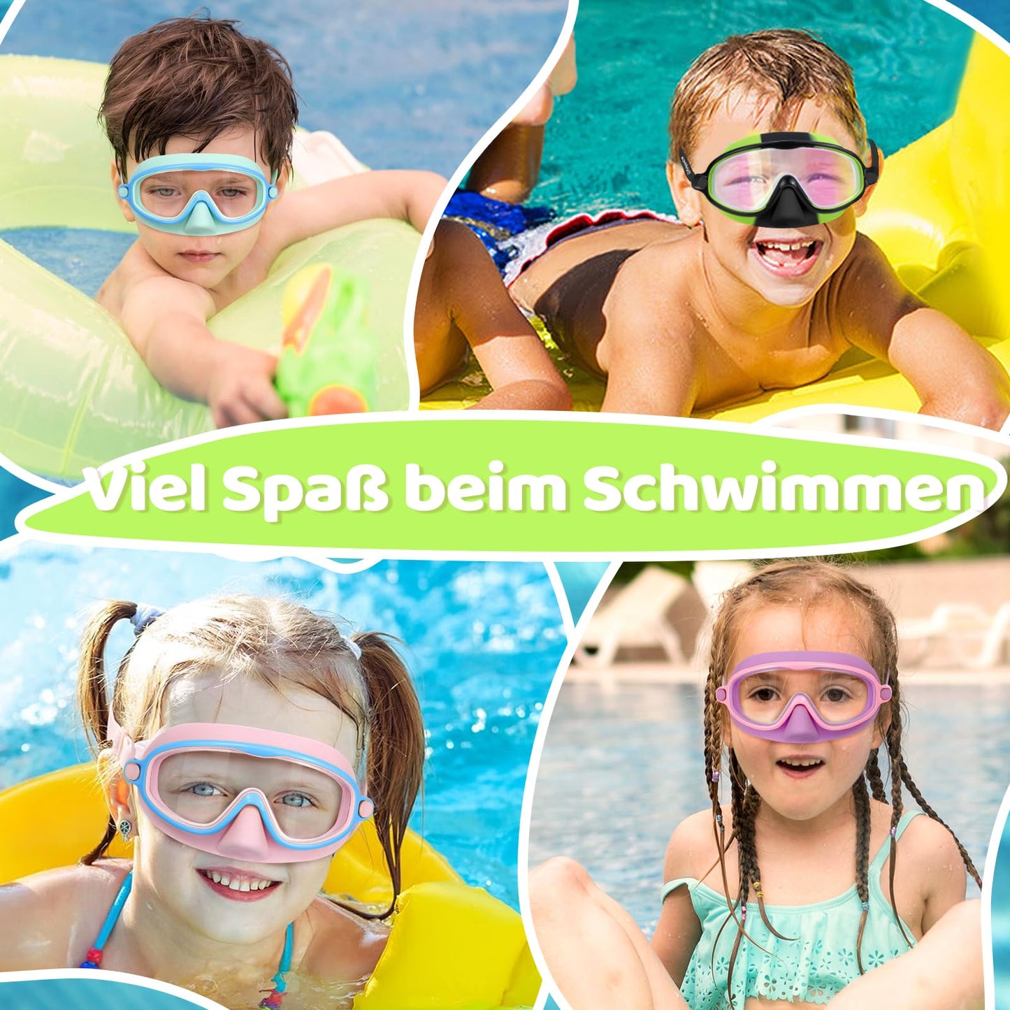 Vvinca kids swim goggles with nose protection