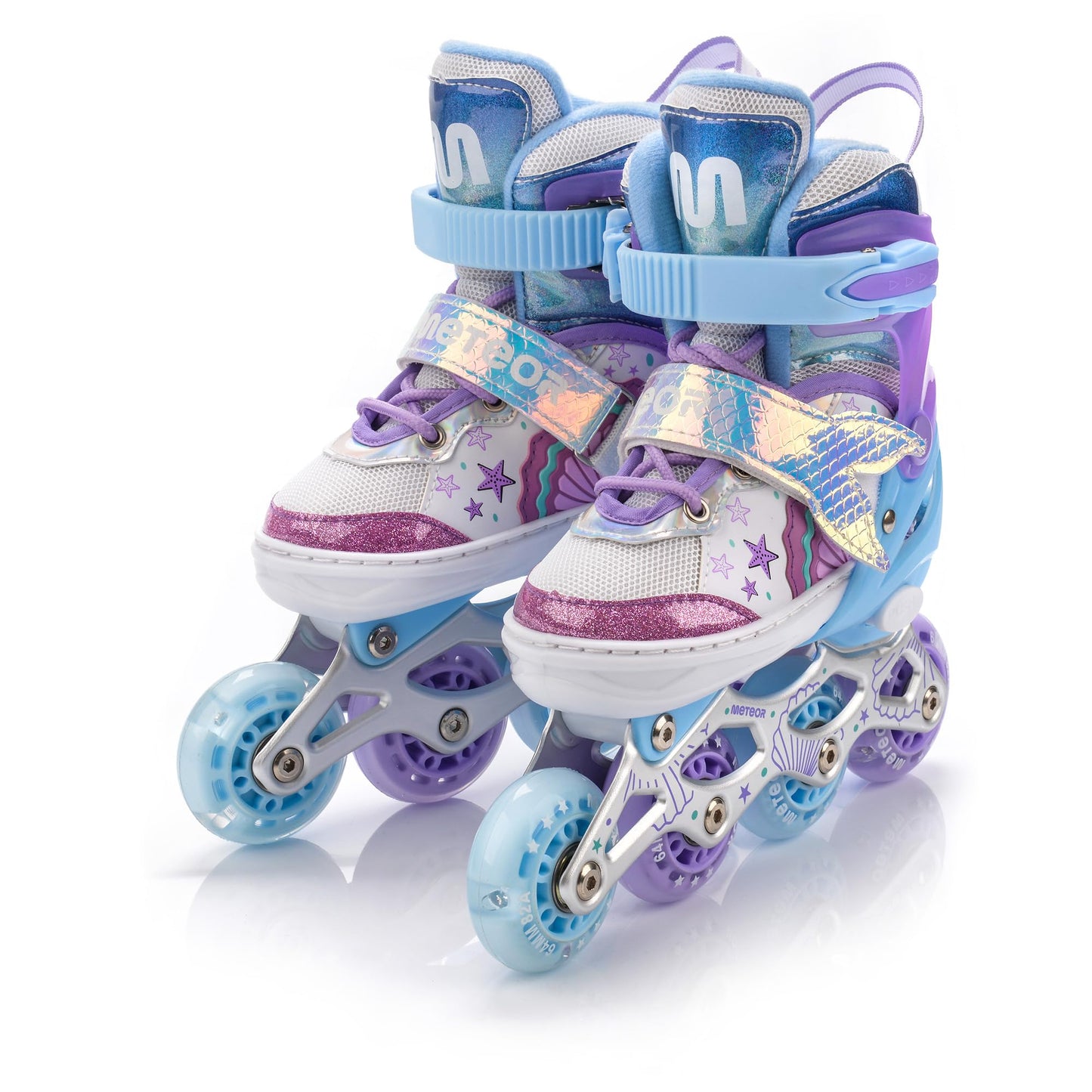 meteor® 4in1 Kids Inline Skates Roller Skates Roller Blades Quad Skates Carbon Kids Adjustable Shoes Big Wheels