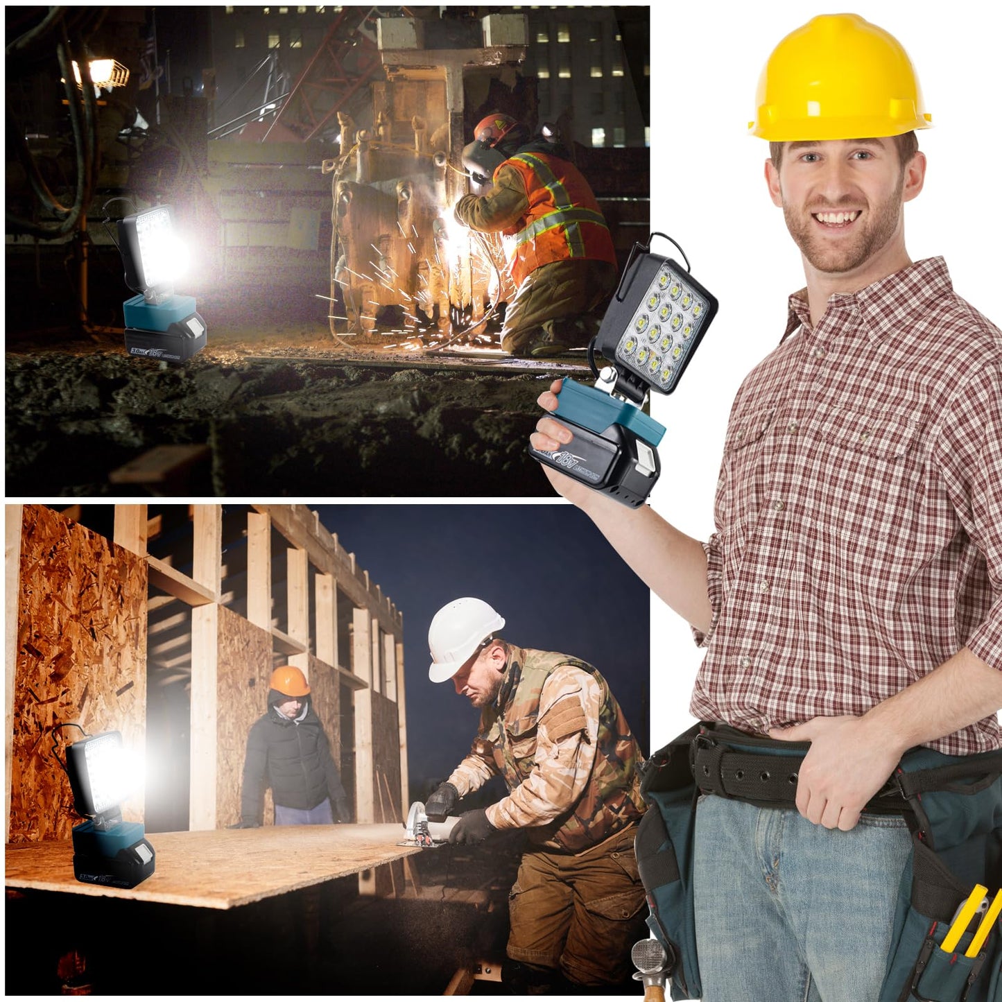 Sentoo battery lamp for Makita 18V, 48W 4800LM Cordless LED work light battery, Portable floodlights with 2 brightness modes Mini construction site lamp for maintenance work, camping