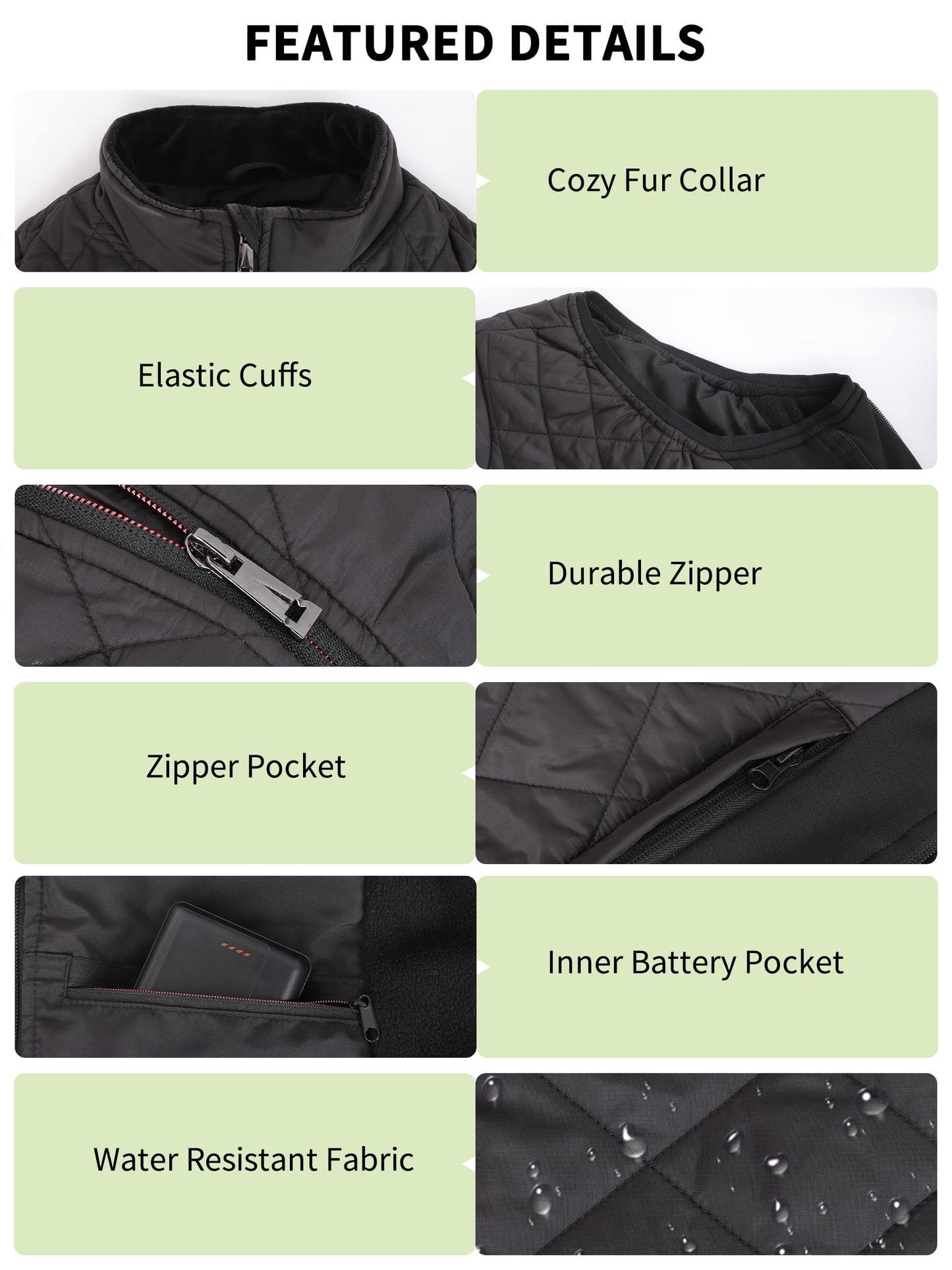 Kintiwe Women's Heated Vest, Heated Vest with 16000mAh Power Bank, Heated Jacket with 6 Heating Zones.