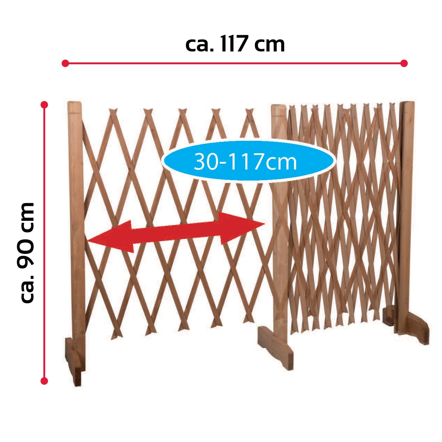 MaxxPro Barrier Door Safety Gate, Extendable Dog Fence, Width 30-117 cm, Height 90 cm