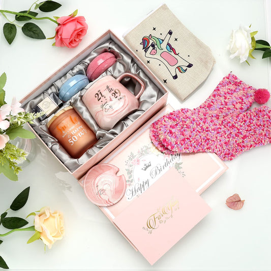 50th birthday women's birthday gift for women, 13oz coffee mugs cups scented candle bath bombs gift set women, birthday gift for mother wife sister best friend 50th birthday