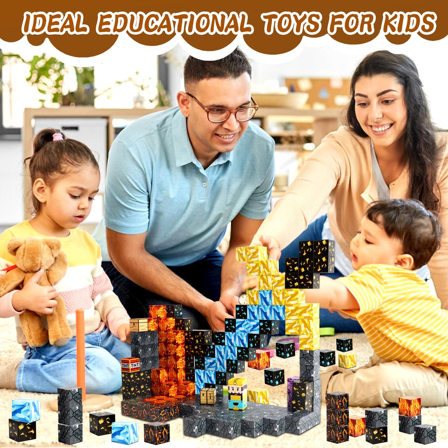 122 Piece Magnetic Building Blocks Set, Magnetic Building Blocks, Christmas Building Blocks Set for Boys and Girls Ages 3 4 5 6 7 8, Creative Toy for Kids Ages 3 and Up.
