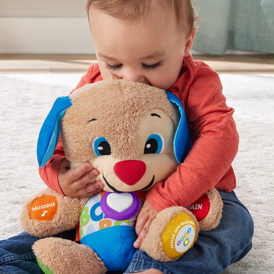 Fisher-Price Laugh & Learn Smart Stages Puppy with three levels | talking plush toy with music as kids' and baby toy | Interactive teddy bear, French version, FPM44