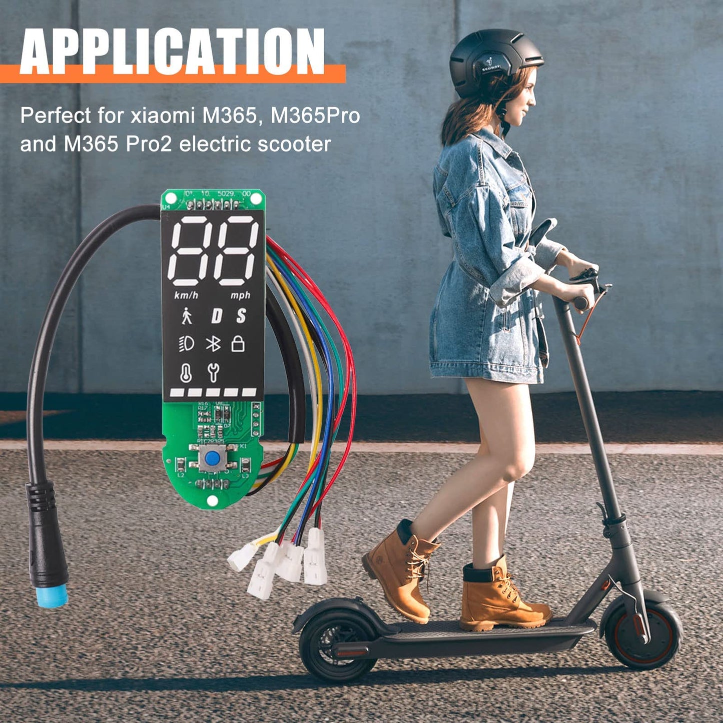 Scooter dashboard compatible with Xiaomi M365/M365 Pro/M365 Pro 2/1S, V2.0 upgrade electric scooter dashboard accessory with Bluetooth circuit board, screen cover roller.