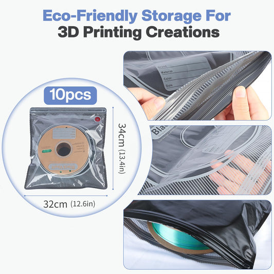 Vacbird 3D printer accessory Vacuum Kit, 10 pcs 3D filament black vacuum bags with USB pump (30 * 34cm) Can block sunlight for 3D printer filament storage, protect filament from moisture.
