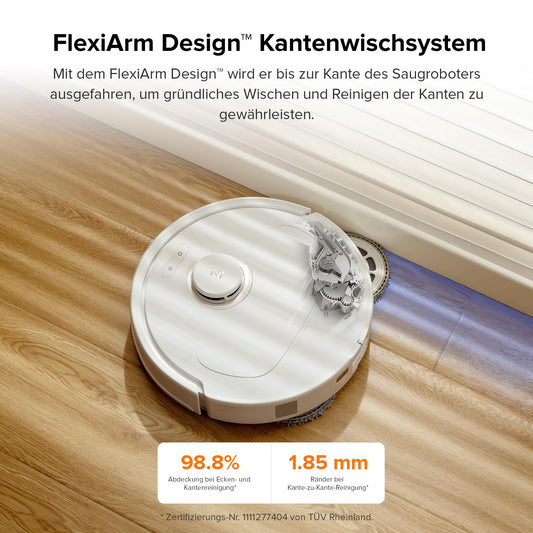 Roborock Qrevo Pro robot vacuum with mopping function & lift-able mop, FlexiArm design edge cleaning, 7,000 Pa, 60°C hot water mopping, Custom carpet strategy (White)