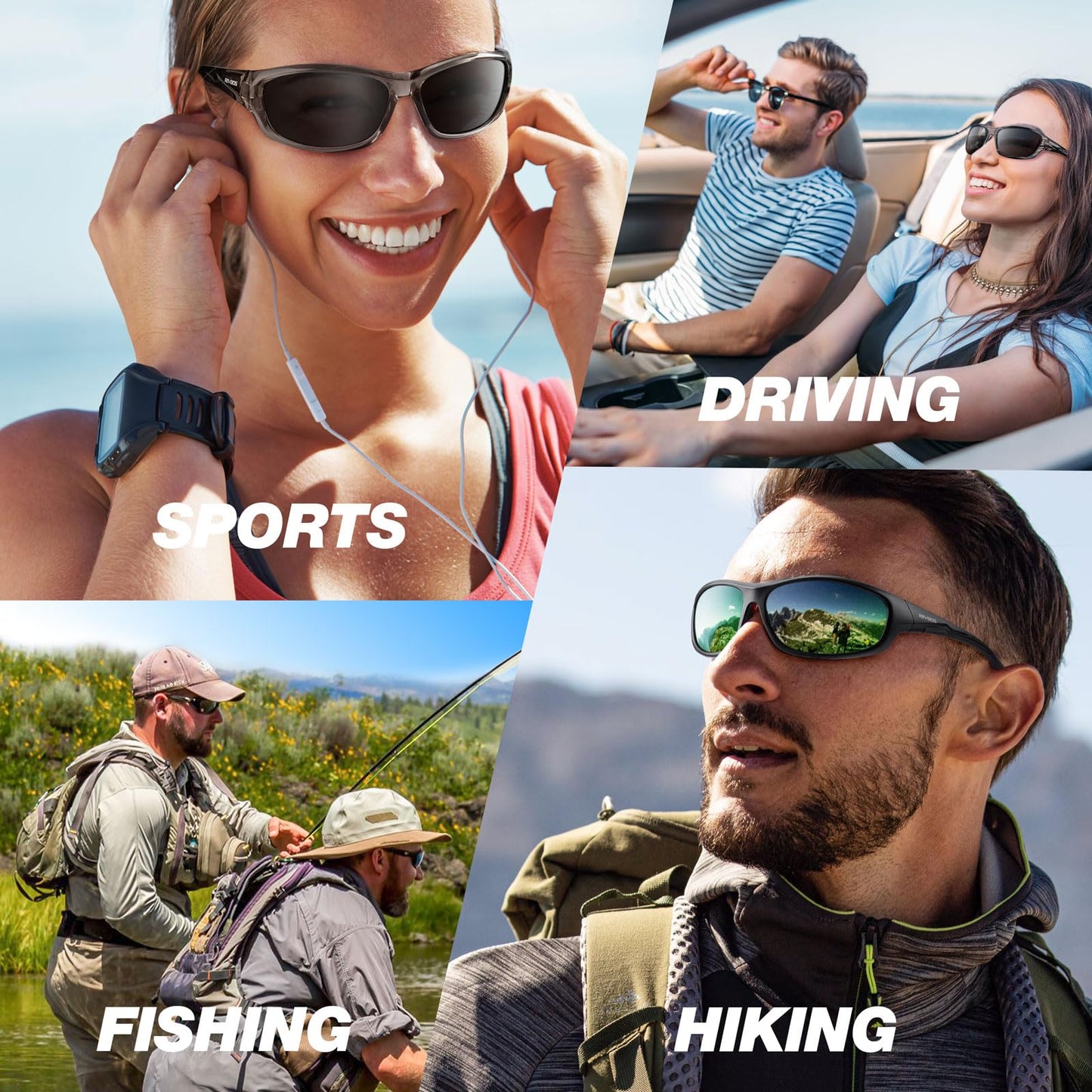 RIVBOS sunglasses cycling glasses sports goggles for men and women Polarized TR90 Super Light Unbreakable Frame UV400 hiking running golfing and fishing RB831 (RB832)