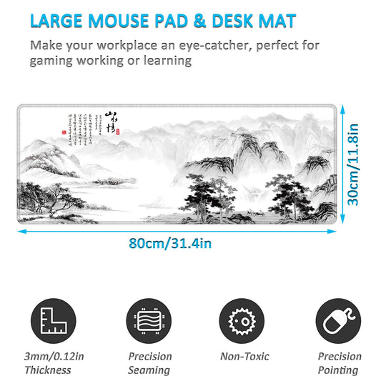 LL-COEUR Large Gaming Laptop Mouse Pad with Design 80x30x0.3cm, Keyboard Mouse Mat XXL Desk Pad Writing Pad (Landscape 2, 800x300x3mm)