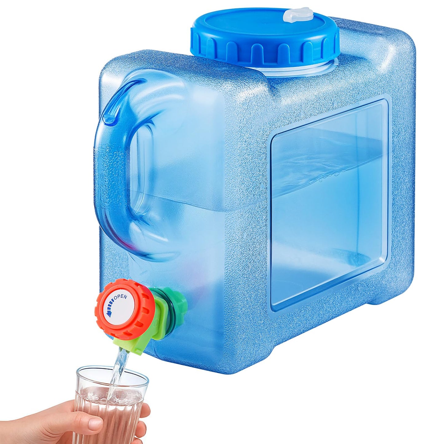 Trintion water canister with tap and screw cap water container drinking water container, water tank for hiking camping picnic caravan (5L)