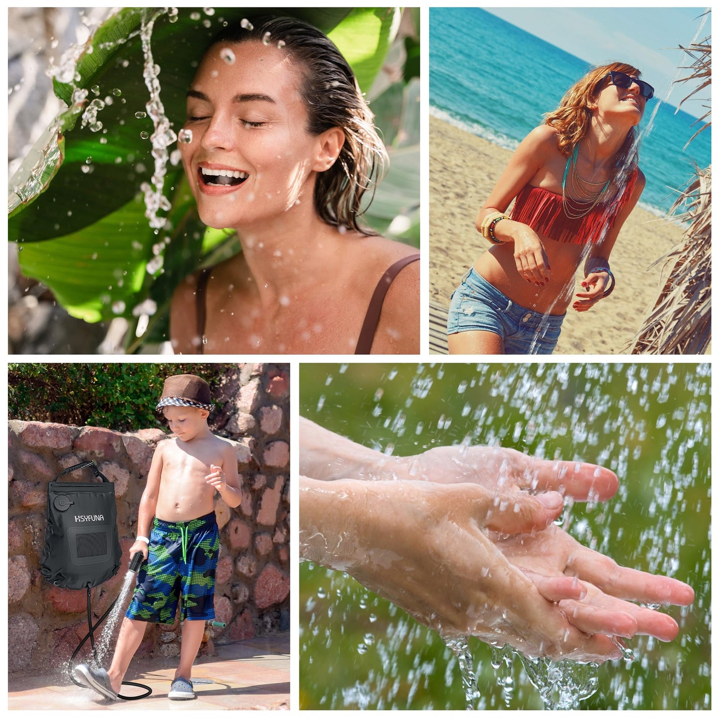 HSYFUNA Camping Shower, 5 Gallons/20L with Temperature Display Solar Shower Camping, Hot Water 45°C Camping Shower Outdoor, for Hiking Climbing