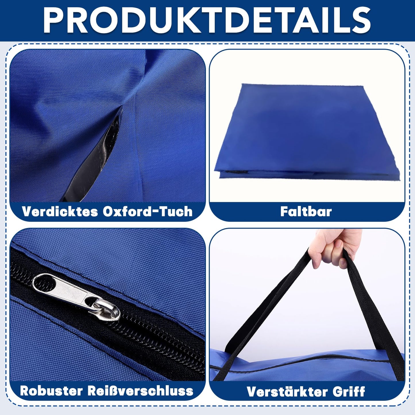 Dntorx 4 Pieces 120L Large Storage Bag, Oxford Heavy-Duty Moving Bags with Zipper Handle Moving Box Large Travel Bag Tote Bag for Comforters Clothes Bedding (Blue)