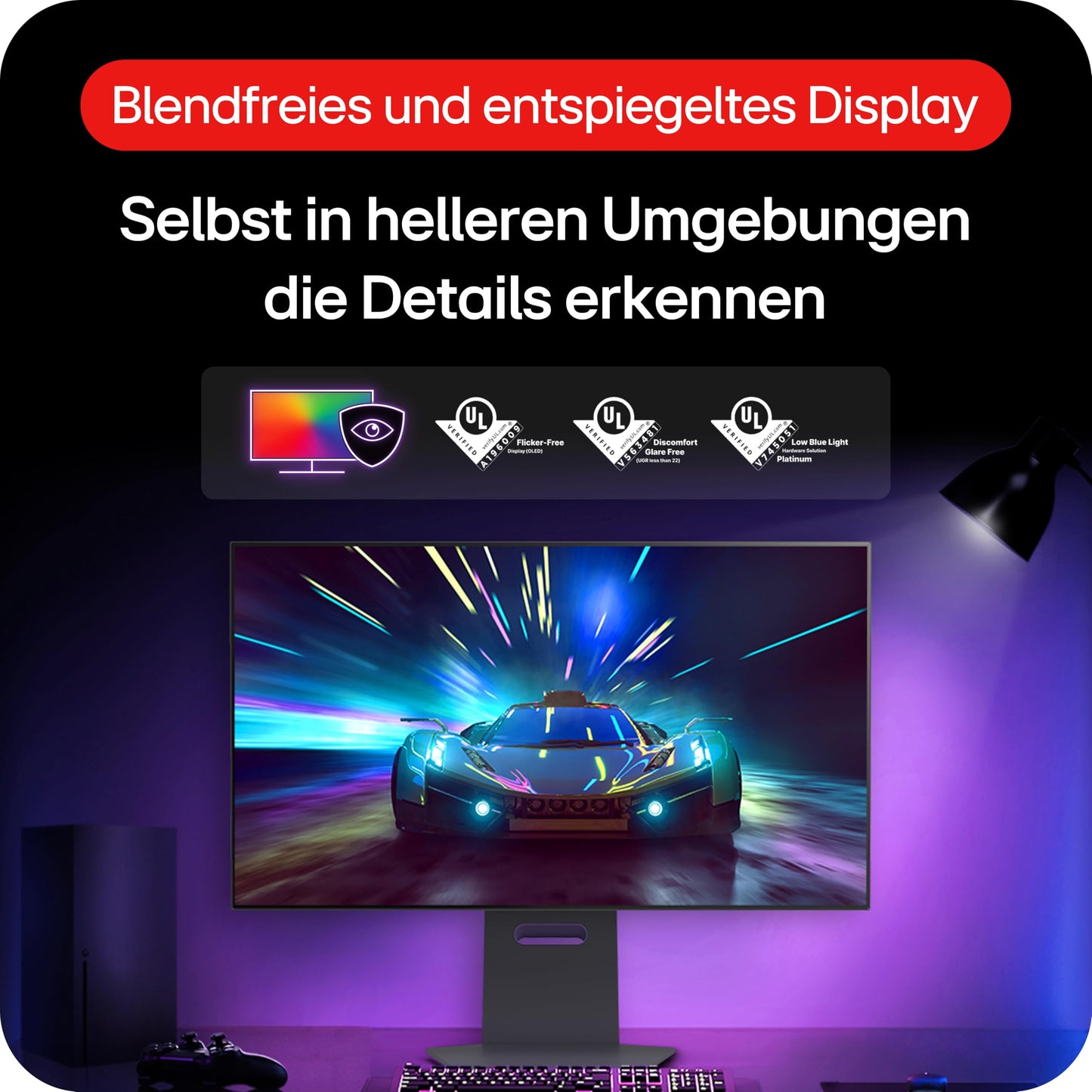LG Electronics 32GS95UX-B.AEU UltraGear™ 4K UHD Gaming OLED Monitor 32" (80cm), 3840 x 2160, 0.03ms GtG, 480 Hz, HDR10, HDR™400 TRUE BLACK, NVIDIA G-Sync™ Compatible, AMD FreeSync™ Premium Pro - Gray