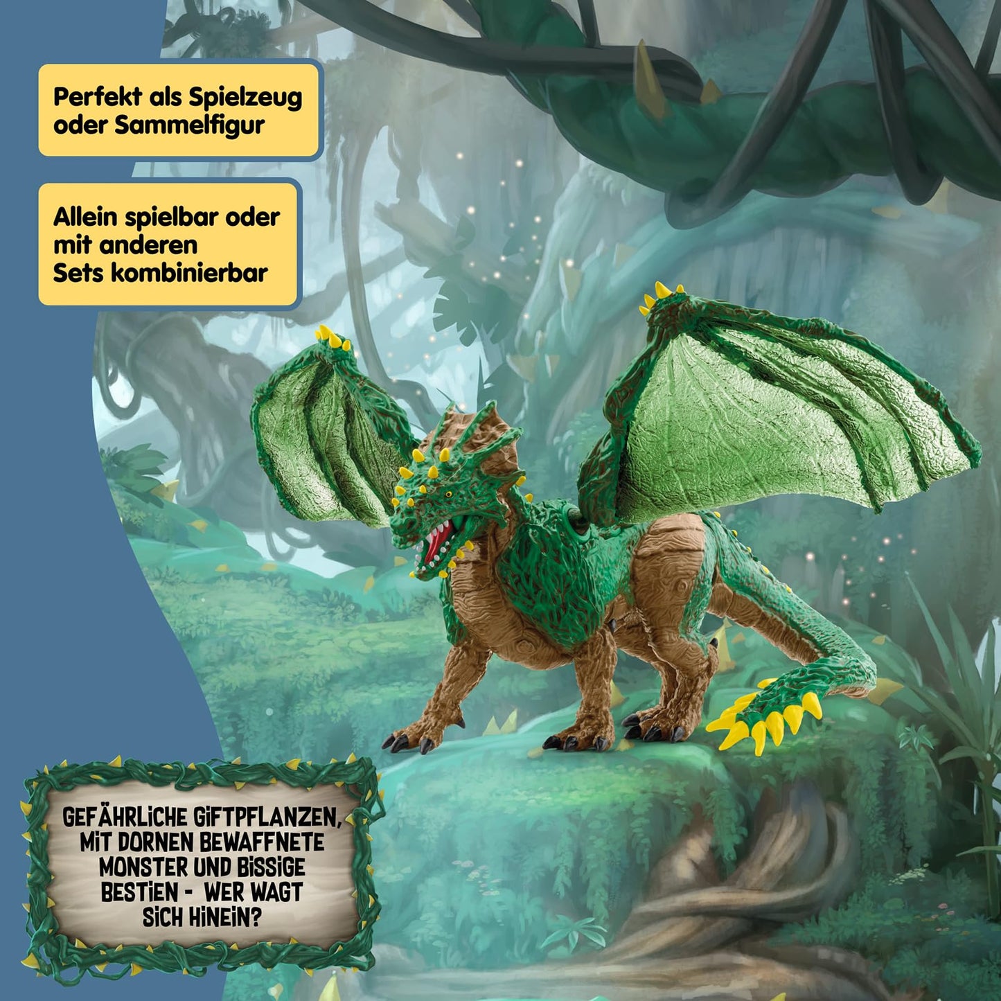 SCHLEICH ELDRADOR Creatures | Jungle Dragon 70791 | detailed monster figurine with movable wings | great gift for girls and boys | toy for ages 7+ | 28 x 17 x 11 cm