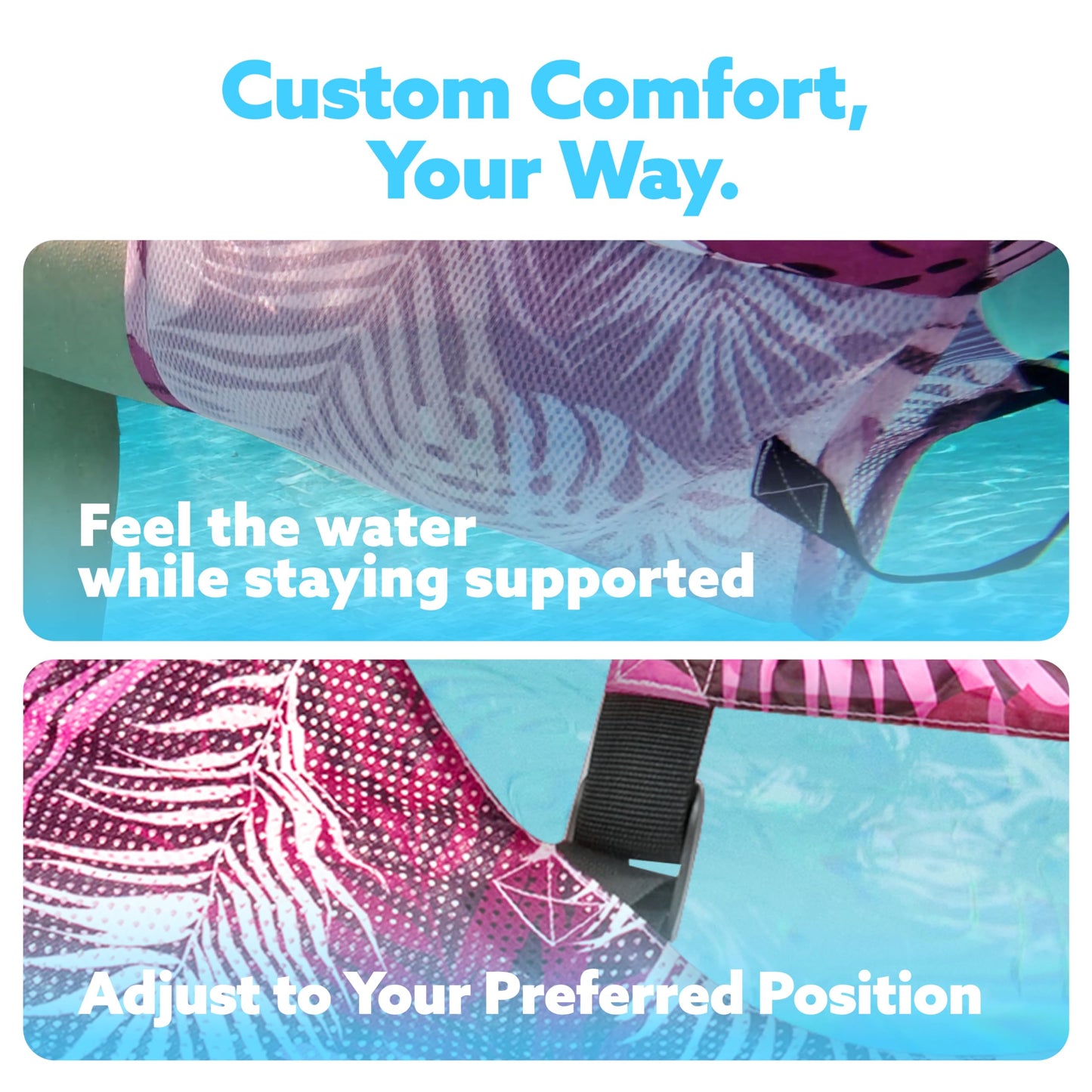 SLOOSH Inflatable Pool Float for Adults, 2 Pack Floating Pool Rafts, Inflatable Pool Noodles for Adults, Floating Chair for Parties, Summer, Water, Beach, Tropical Leaves, Pink, Blue