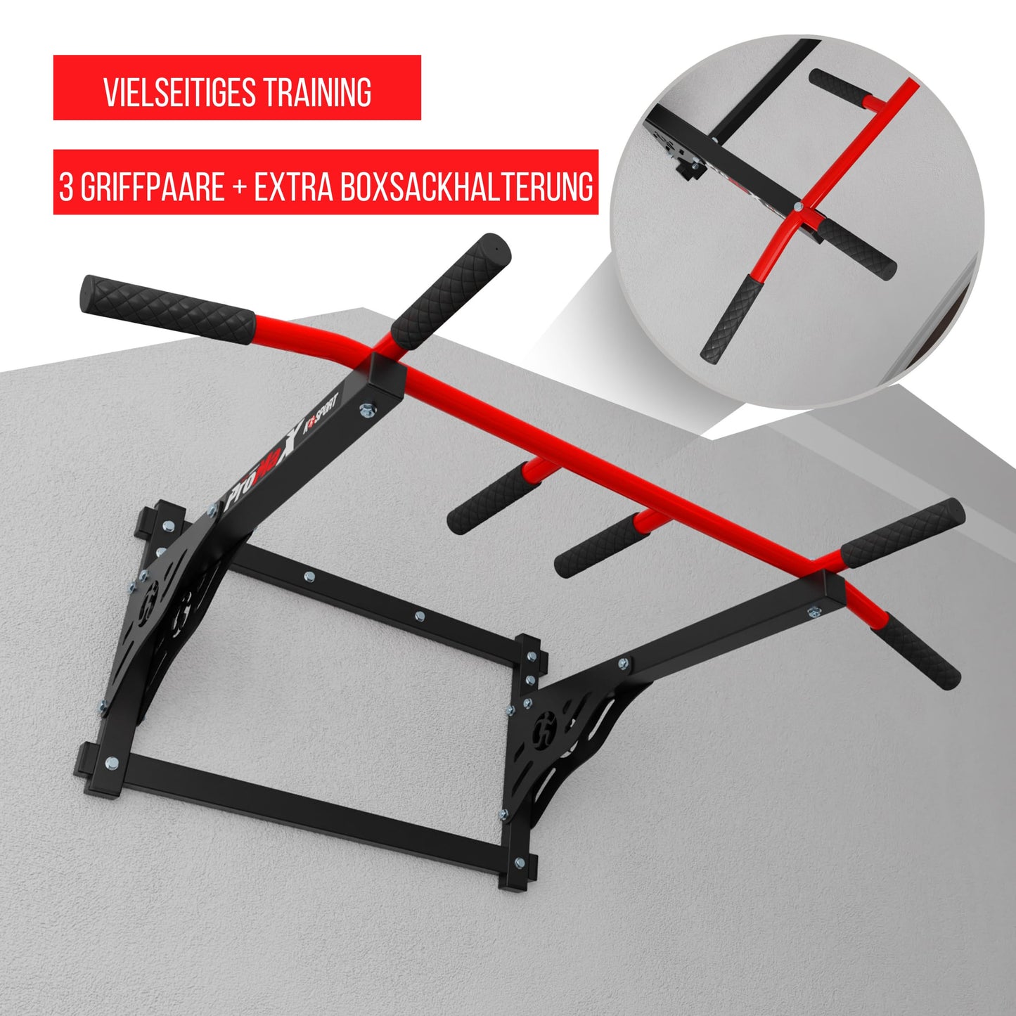 K-Sport: Pull-up bar for wall mounting with pull-up bar & 3 different grips I Pull-up tower for muscle training I Pull Up Mate, incl. E-Book