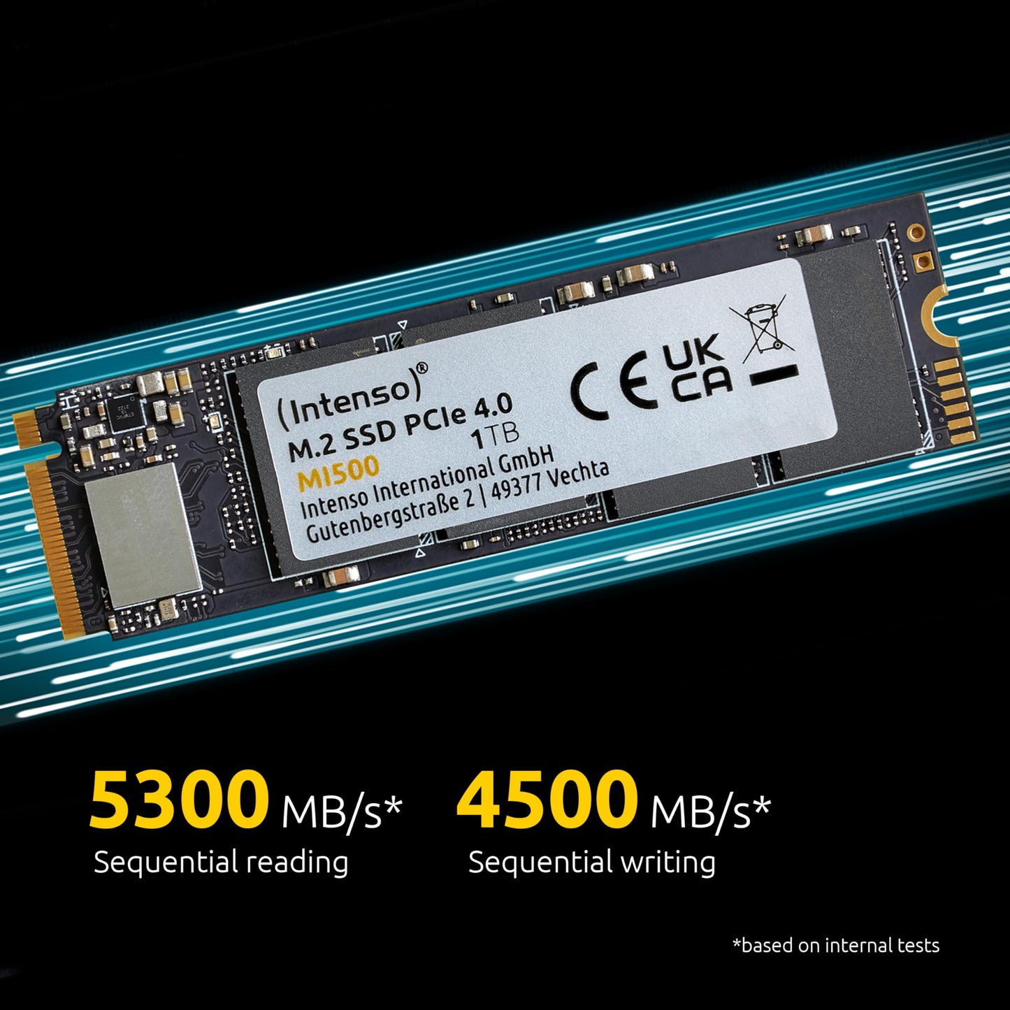 Intenso MI500 1TB NVMe SSD, M.2 Internal SSD, PCIe 4.0 Gen4x4, 5300 MB/s Read, 4500 MB/s Write, Solid State Drive, 1TB