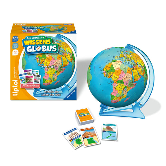 Ravensburger tiptoi Game 00107 - The Interactive Knowledge Globe - Educational globe for children aged 7 and up, informative globe for boys and girls, for 1-4 players